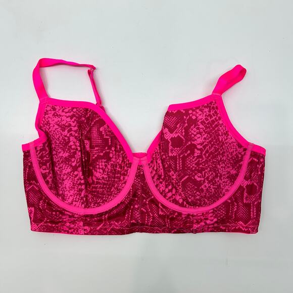 Cacique Other - CACIQUE by Lane Bryant Longline Bra 42D Pink Red Seamed Plus Size